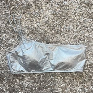 Silver Gianni Bini one shoulder bikini top